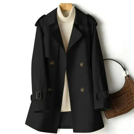 Women’s Trench Coat – Tailored Fit – Double Breasted – Epaulettes – Belted Sleeves