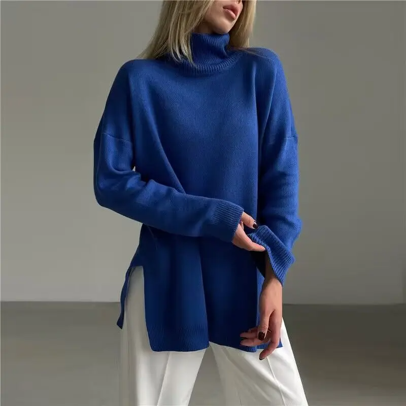 Women’s Turtleneck Sweater – Oversized Fit – Ribbed Knit – Casual Everyday Wear