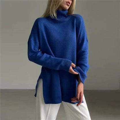 Women’s Turtleneck Sweater – Oversized Fit – Ribbed Knit – Casual Everyday Wear
