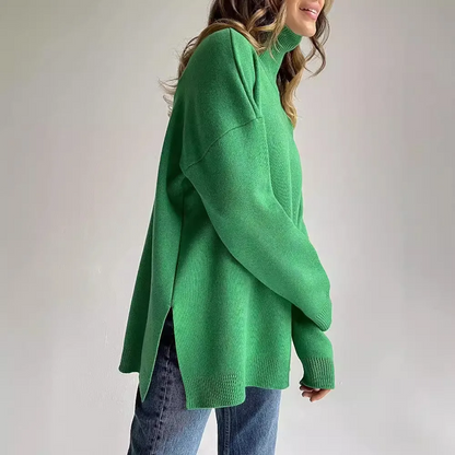 Women’s Turtleneck Sweater – Oversized Fit – Ribbed Knit – Casual Everyday Wear