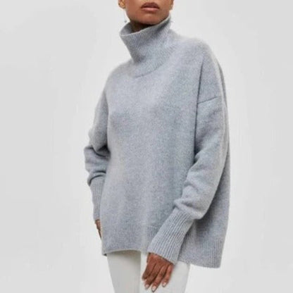 Women’s Turtleneck Sweater – Oversized Fit – Wool Blend – Dropped Shoulders – Ribbed Trim