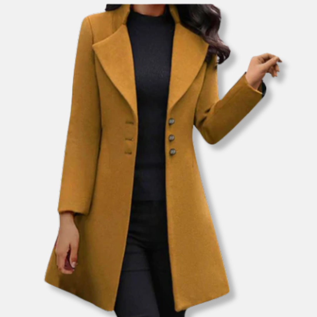 Women’s Wool Coat – Slim Fit – Mid-Length – Double-Breasted – Notched Lapel