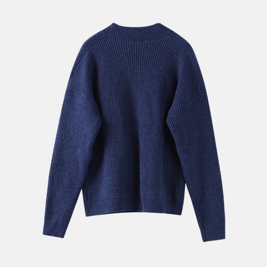 Women’s Wrap Sweater Top – Ribbed Knit – V-Neck – Long Sleeve – Asymmetrical Hem