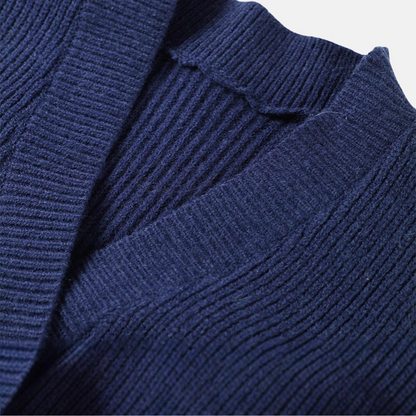 Women’s Wrap Sweater Top – Ribbed Knit – V-Neck – Long Sleeve – Asymmetrical Hem