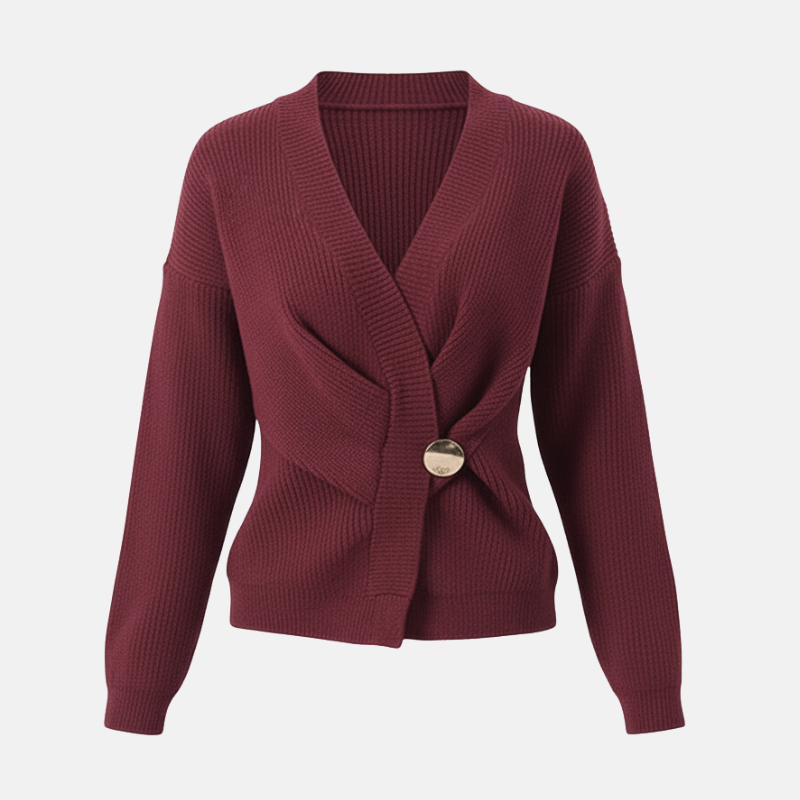 Women’s Wrap Sweater Top – Ribbed Knit – V-Neck – Long Sleeve – Asymmetrical Hem