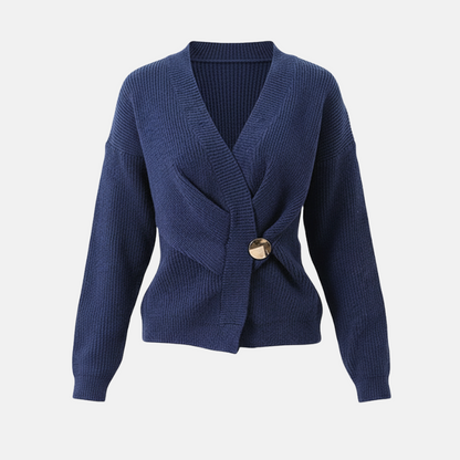 Women’s Wrap Sweater Top – Ribbed Knit – V-Neck – Long Sleeve – Asymmetrical Hem