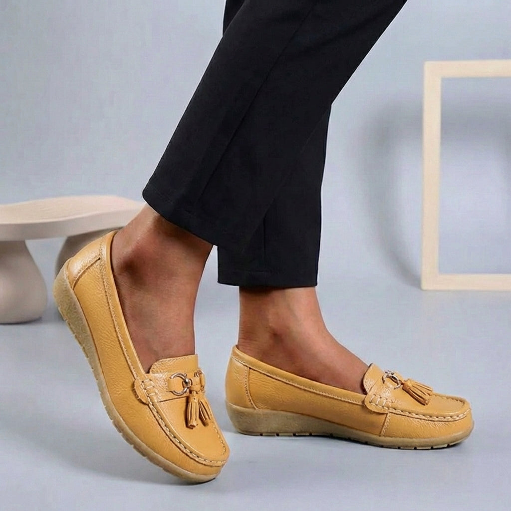 Isla Slip-On | Tassel Accents Stitched Trim Moccasins