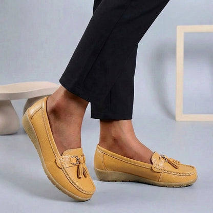Isla Slip-On | Tassel Accents Stitched Trim Moccasins