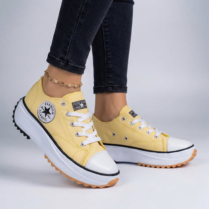Freya Orthopedic Low-Top Platform Sneakers | Lace-Up Contrast Toe Cap Sneakers
