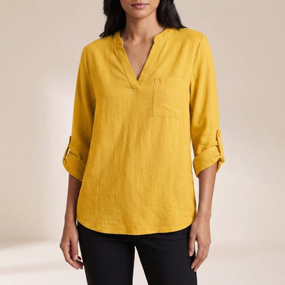 Isla Relaxed Fit Blouse | V-Neck 3/4 Sleeve Blouse