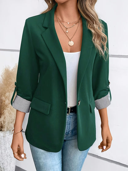 Elisa Relaxed Fit Blazer | Collared Hip-Length Blazer