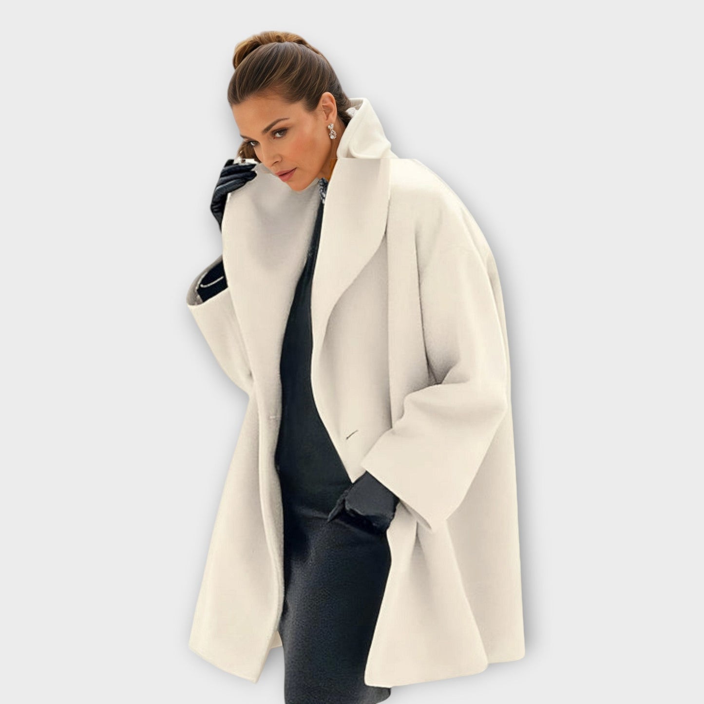 Isabella Oversized Coat | Wide Collar Mid-Thigh Coat