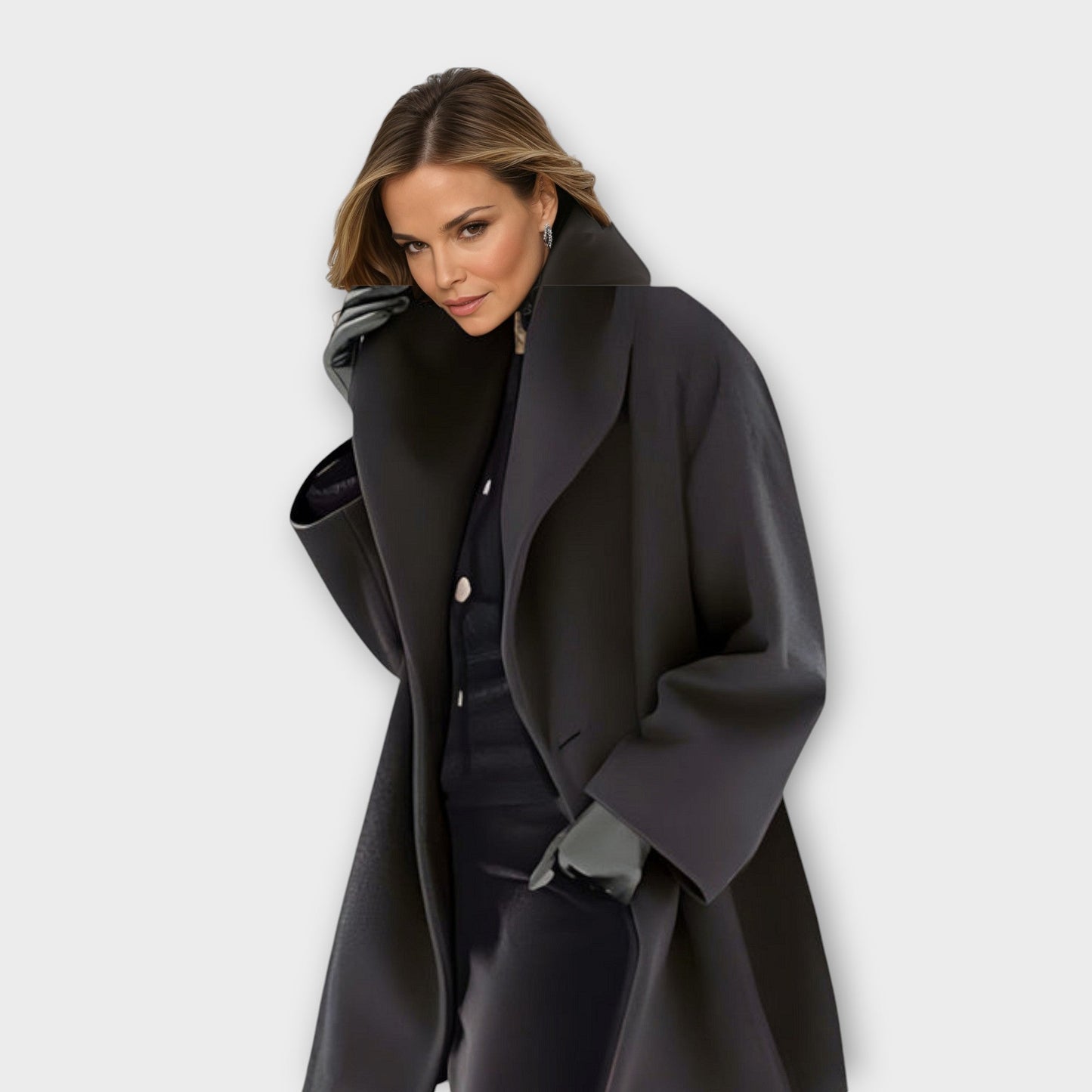 Isabella Oversized Coat | Wide Collar Mid-Thigh Coat