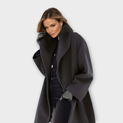 Isabella Oversized Coat | Wide Collar Mid-Thigh Coat