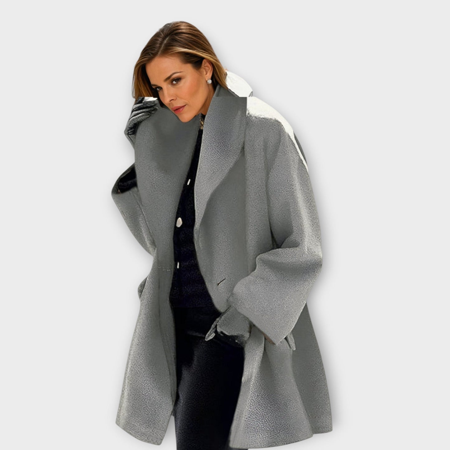 Isabella Oversized Coat | Wide Collar Mid-Thigh Coat