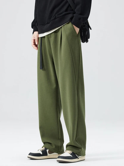 Nathaniel Modern Pleated Wide Leg Pants | Adjustable Hem Streetwear Trousers