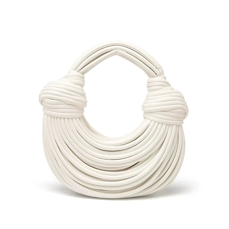 Isla Sculptural Structured Handbag | Knotted Details Curved Handle Handbag