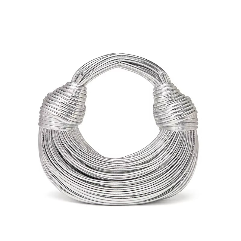 Isla Sculptural Structured Handbag | Knotted Details Curved Handle Handbag