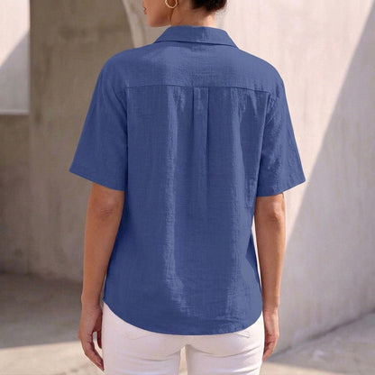 Isla Relaxed Fit Button-Up Shirt | Collared Short Sleeve Shirt