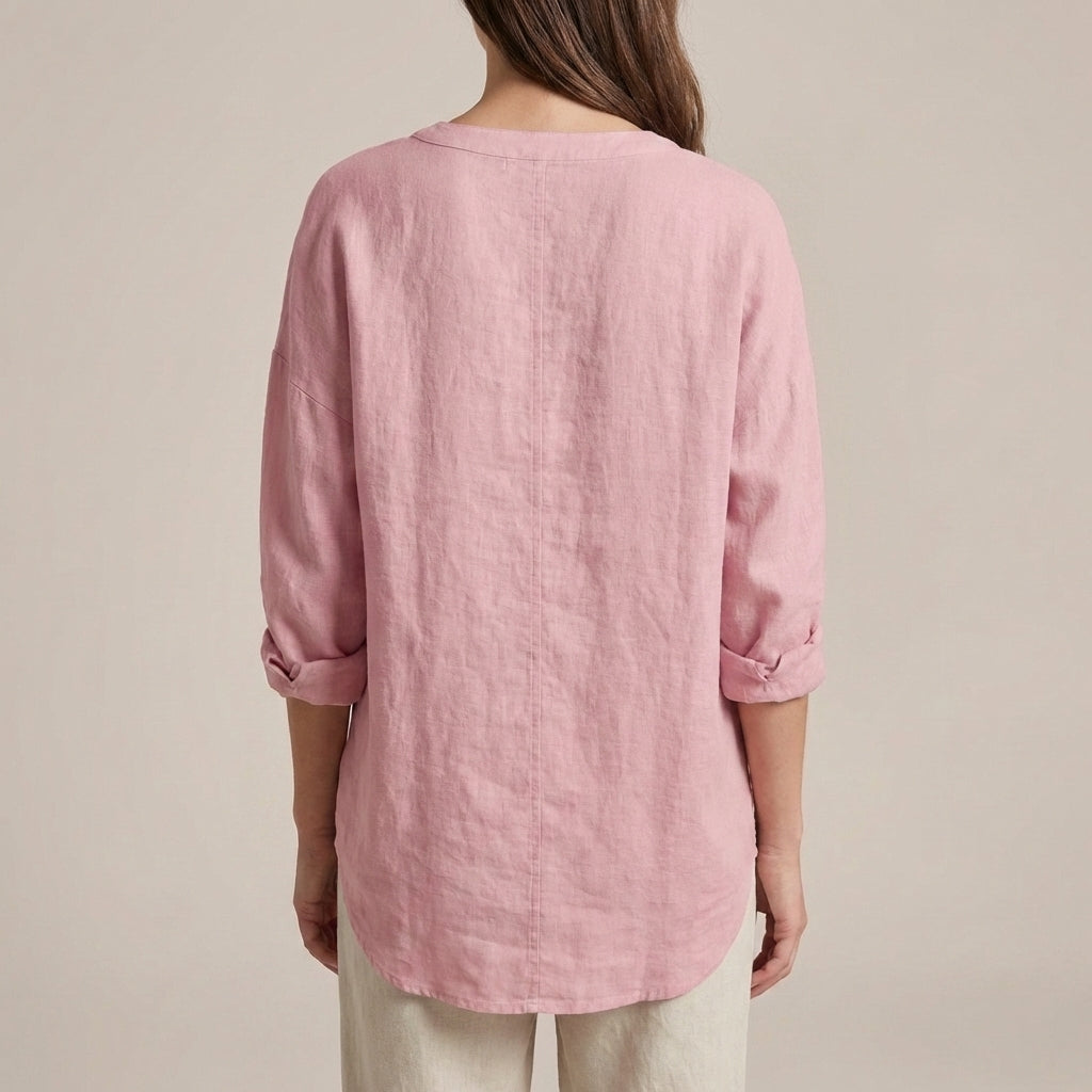 Alice Relaxed Fit Shirt | V-Neck Long Sleeve Tunic Shirt
