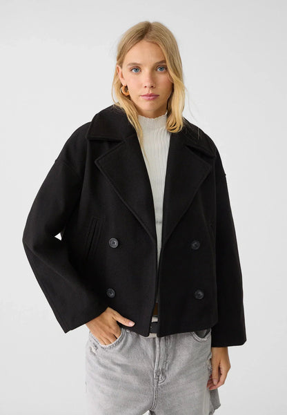 Amelia Cropped Double-Breasted Jacket | Relaxed Fit Button Front Jacket