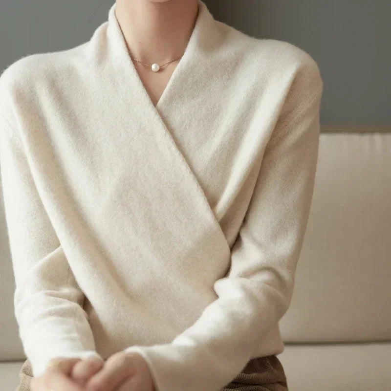 Sofia Relaxed Fit Wrap Sweater | V-Neck Long Sleeve Sweater