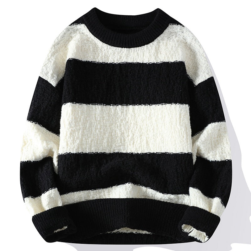 Benjamin Relaxed Fit Sweater | Striped Ribbed Crewneck Sweater
