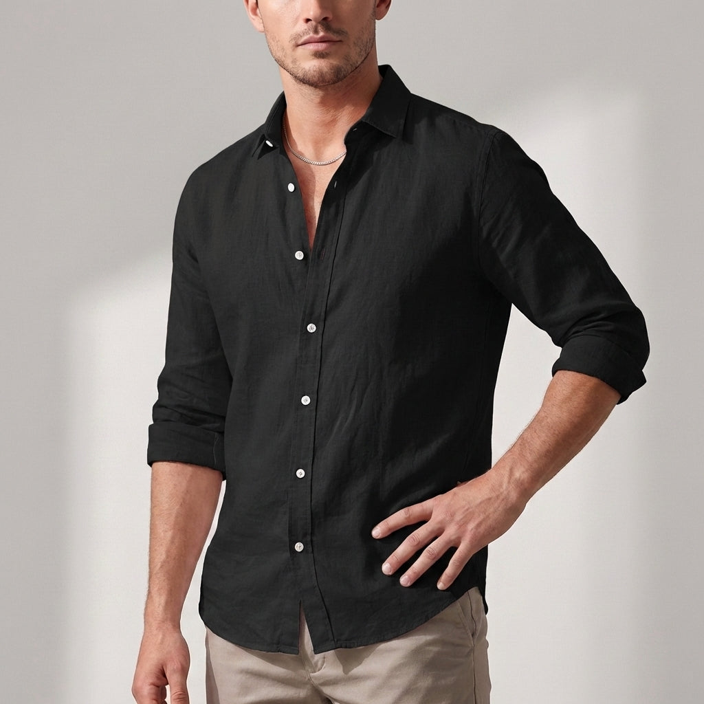 Arthur Relaxed Fit Button-Down Shirt | Collared Long Sleeve Shirt