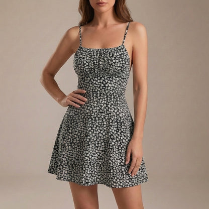 Daisy A-Line Mini Dress | Spaghetti Strap Ruched Bust Dress