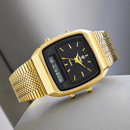 Harry Classic Retro Dual-Display Watch | Two-Tone Analog-Digital Timepiece