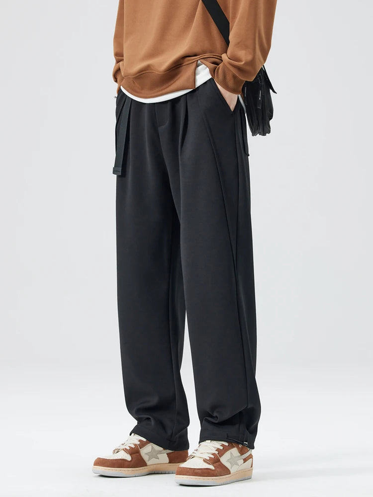 Nathaniel Modern Pleated Wide Leg Pants | Adjustable Hem Streetwear Trousers