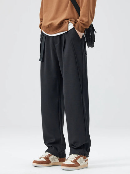Nathaniel Modern Pleated Wide Leg Pants | Adjustable Hem Streetwear Trousers