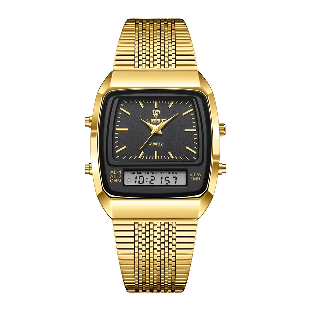 Harry Classic Retro Dual-Display Watch | Two-Tone Analog-Digital Timepiece