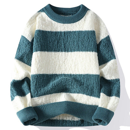 Benjamin Relaxed Fit Sweater | Striped Ribbed Crewneck Sweater