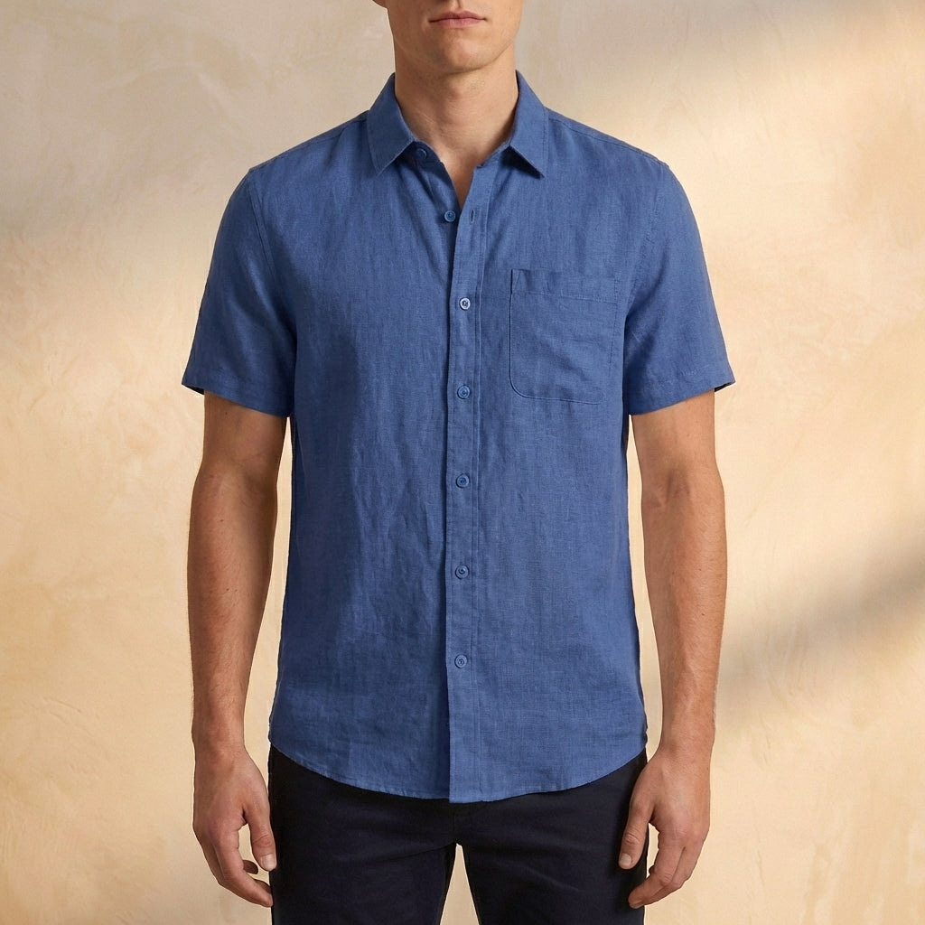 Oliver Loose Fit Short Sleeve Shirt | Button Front Chest Pocket Shirt