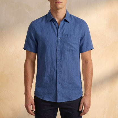 Oliver Loose Fit Short Sleeve Shirt | Button Front Chest Pocket Shirt