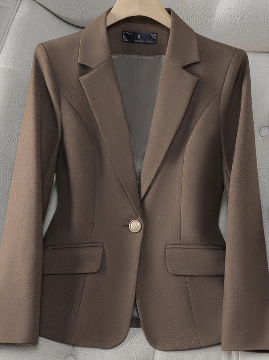 Women’s Blazer – Tailored Formal Fit – Notched Lapel – Single Button – Flap Pockets