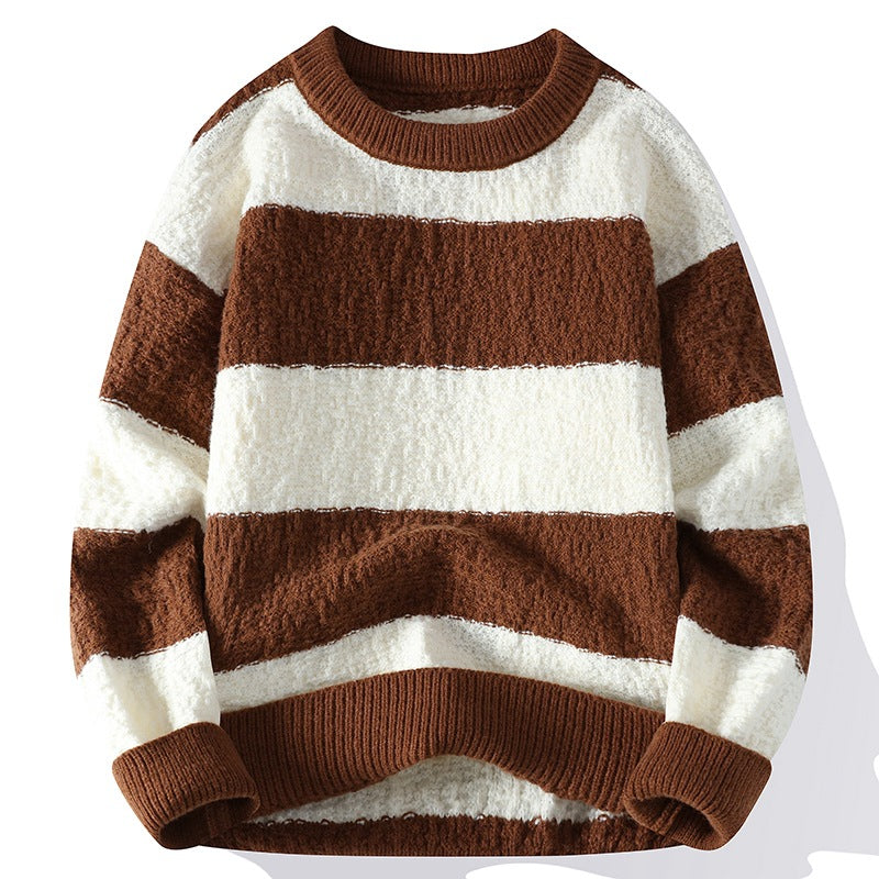 Benjamin Relaxed Fit Sweater | Striped Ribbed Crewneck Sweater