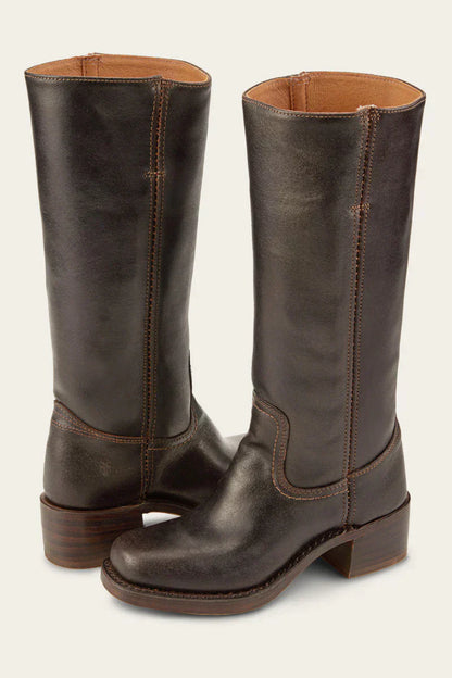Freya Classic Western Boots | Stacked Heel Rounded Toe Boots