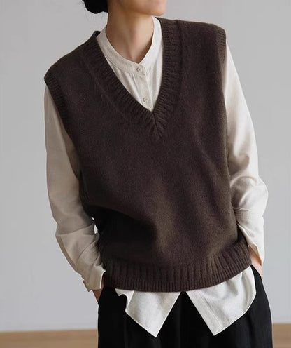 Freya Soft V-Neck Sweater Vest | Sleeveless Relaxed Fit Layering Vest
