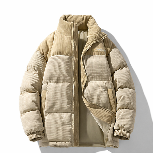 Oliver Oversized Puffer Jacket | Quilted Corduroy Panels Puffer Jacket