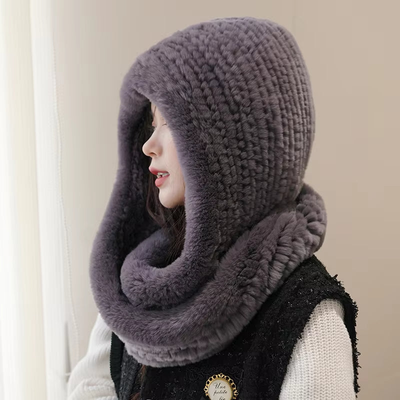 Isla Draped Hooded Scarf | Fur Trim Head And Neck Coverage Scarf