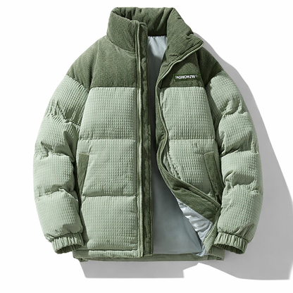 Oliver Oversized Puffer Jacket | Quilted Corduroy Panels Puffer Jacket