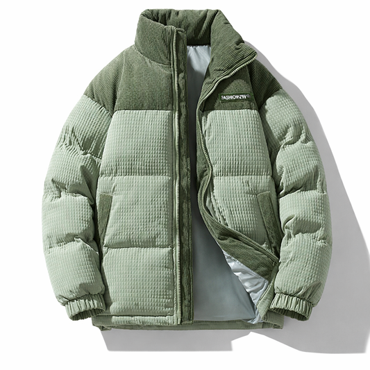 Oliver Oversized Puffer Jacket | Quilted Corduroy Panels Puffer Jacket