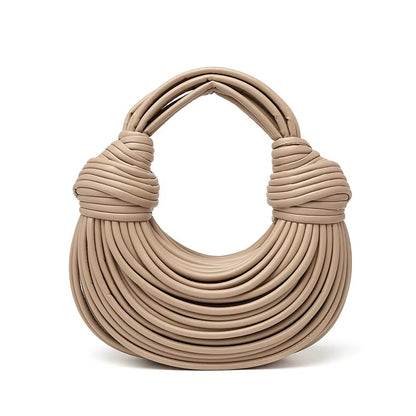 Isla Sculptural Structured Handbag | Knotted Details Curved Handle Handbag