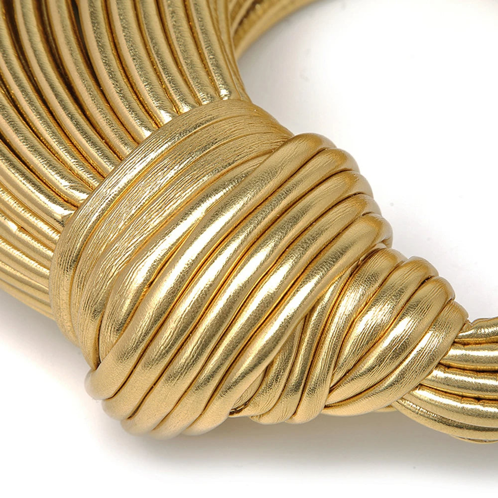 Isla Sculptural Structured Handbag | Knotted Details Curved Handle Handbag