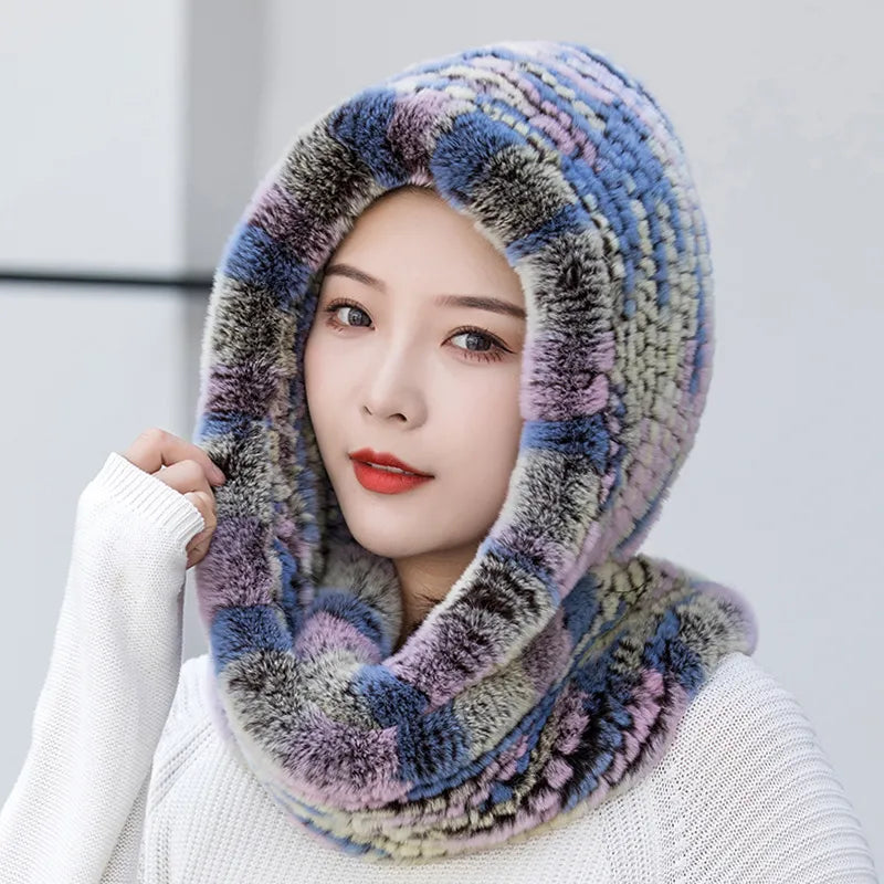 Isla Draped Hooded Scarf | Fur Trim Head And Neck Coverage Scarf