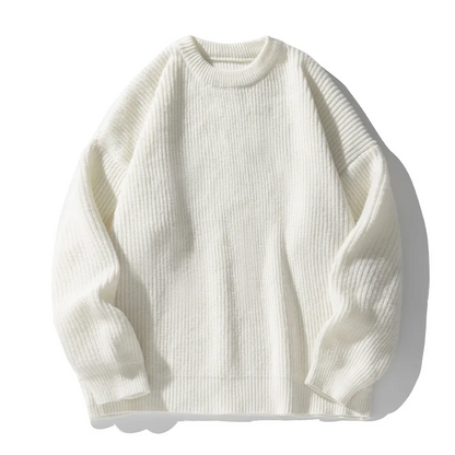 Theodore Minimalist Ribbed Crew Neck Sweater | Solid Knit Pullover