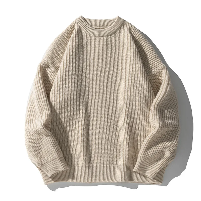 Theodore Minimalist Ribbed Crew Neck Sweater | Solid Knit Pullover