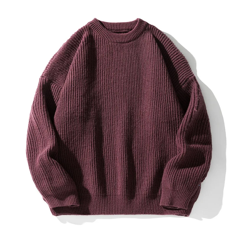 Theodore Minimalist Ribbed Crew Neck Sweater | Solid Knit Pullover